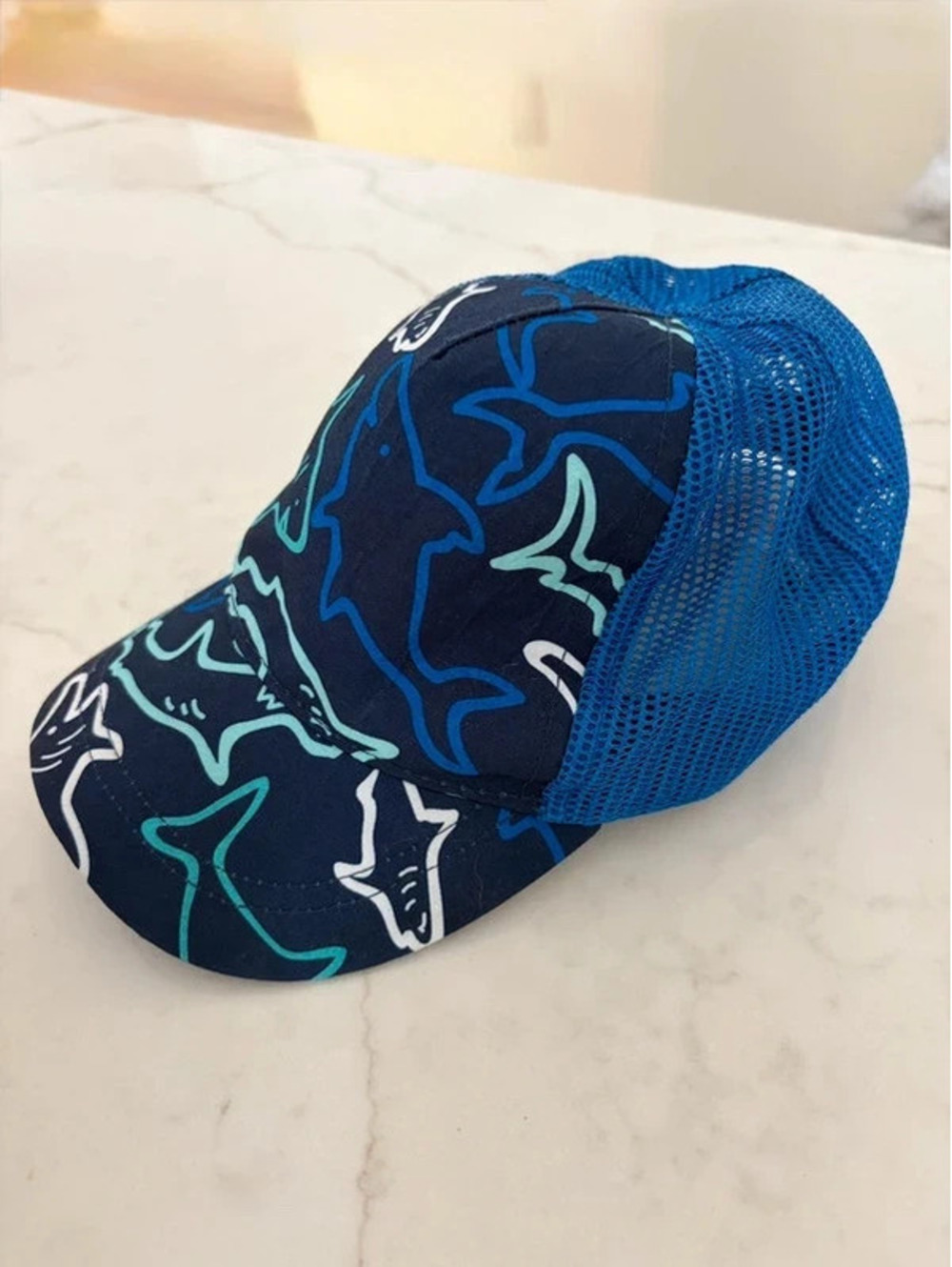 Like New Blue Shark Baby Trucker Hat 6-12 months